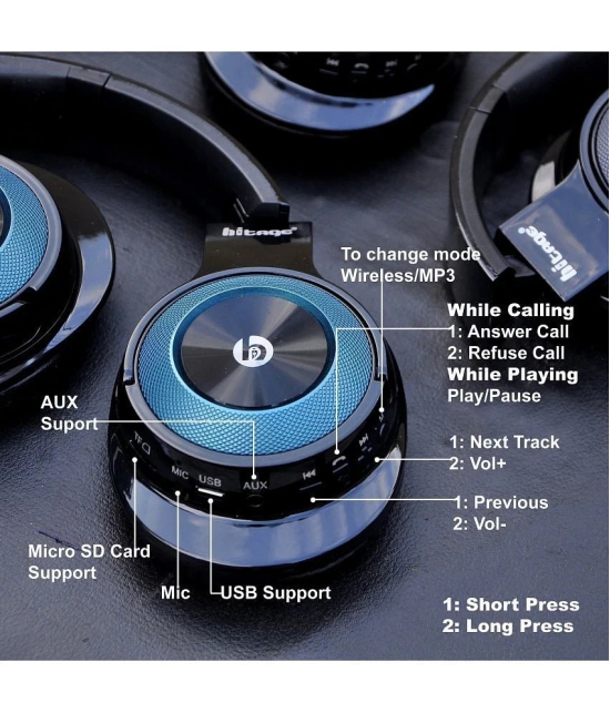 hitage BTH 768 Bluetooth Bluetooth Headphone On Ear 6 Hours Playback Comfirtable in ear fit IPX4(Splash & Sweat Proof) Blue