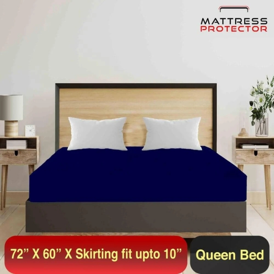 Mattress Protector Dark Blue Waterproof Cover for Queen Size Bed (72 x 60 inch)-Dark Blue / 72 x 60 inch