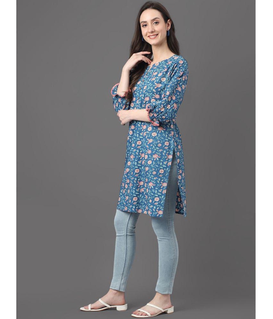 Janasya - Blue Cotton Womens Tunic ( Pack of 1 ) - None