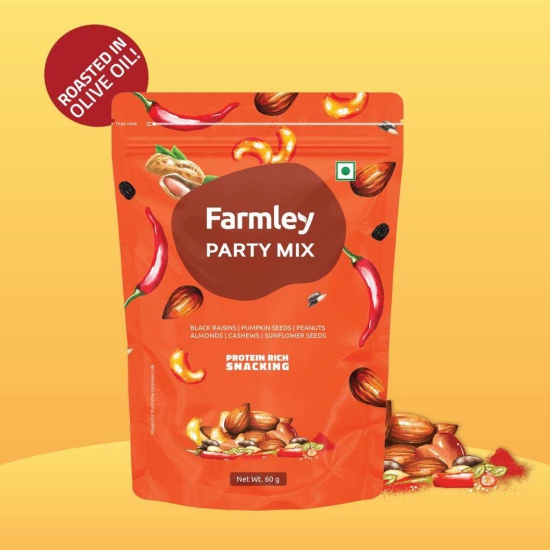 Farmley Roasted Cashew Nuts and Party Mix Snacks I 4 Roasted Cashew Nuts (Black Pepper, Thai Chilli, Chatpata Masala, Classic Salted) & 1 Party Mix Snack Combo 860g (Kaju &?Party?Snacks?)