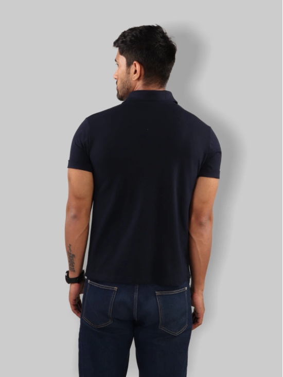 Men Navy Blue Polo Neck T-Shirt-M / Navy Blue