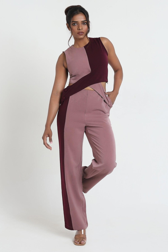 Skewed Formal Trousers-Wine Pink / M