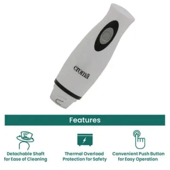 Croma 200 Watt Hand Blender (Thermal Overload Protection, White)