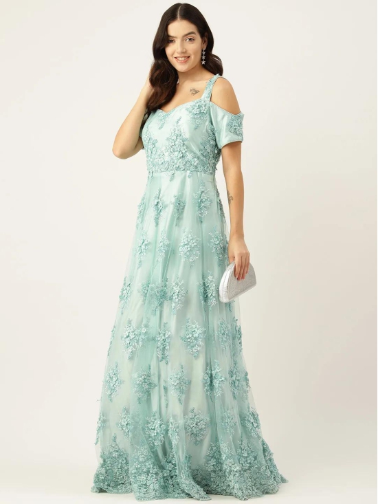 Desginer Sea Green Net Gown-S