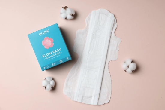 FLOW EASY - Organic Overnight Period Pads (with disposable bag) - Pack of 5