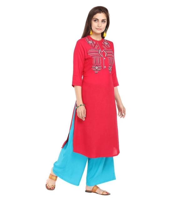 Alena - Pink Rayon Womens Straight Kurti - L