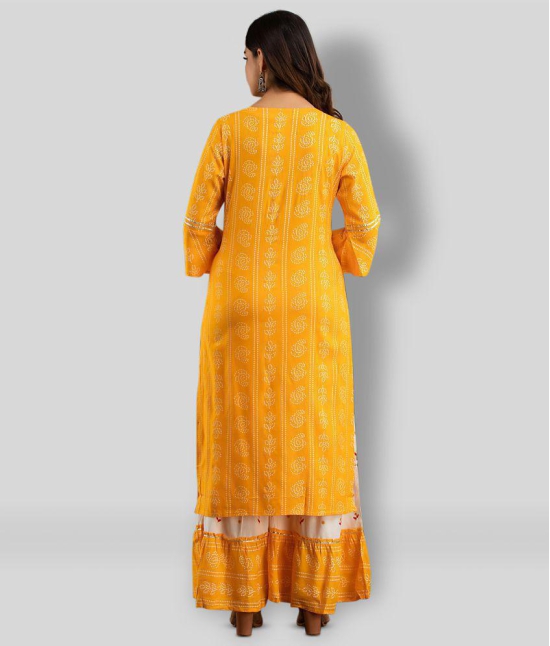 Lee Moda - Yellow Straight Rayon Women's Stitched Salwar Suit ( Pack of 1 ) - XXL