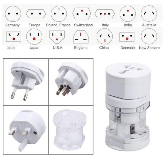 Exelent International Multipurpose Travel Adapter All in One US, AUS, UK, EU, NZ, Europe, North/South America & 150+ Countries (Pack of 1)