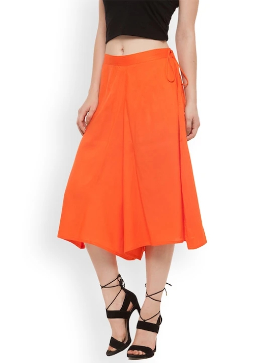 Women Orange Flared Solid Palazzos