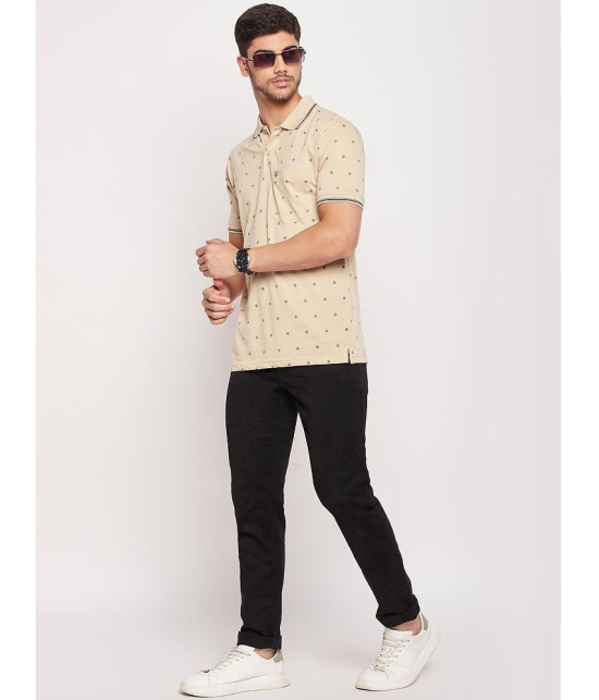 UNIBERRY Cotton Blend Regular Fit Printed Half Sleeves Mens Polo T Shirt - Beige ( Pack of 1 ) - None