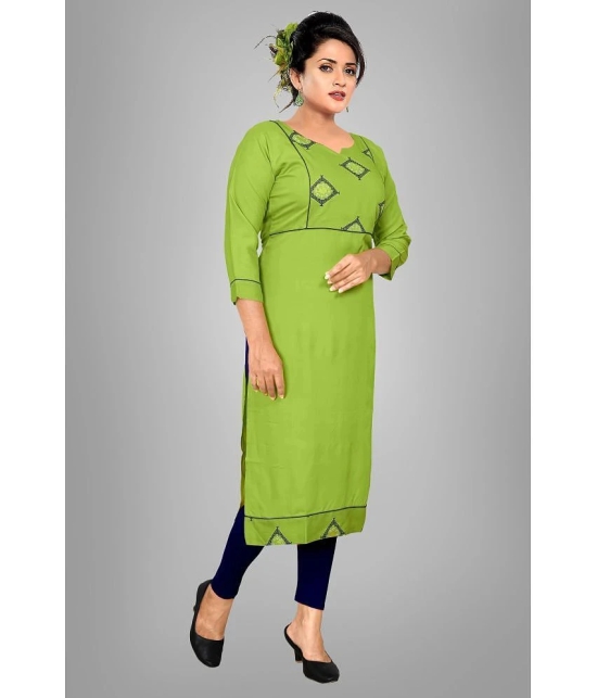 HAYA - Lime Green Rayon Womens Straight Kurti ( Pack of 1 ) - None