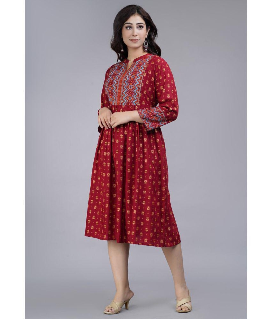 Smien - Maroon Rayon Women's Anarkali Kurti ( Pack of 1 ) - None