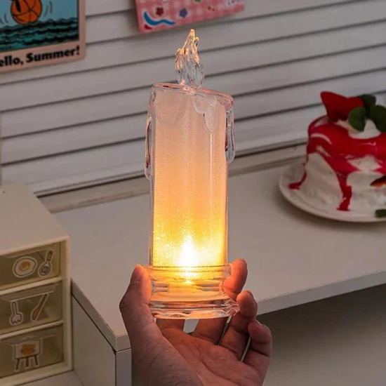 WHITE LED FLAMELESS CANDLES BATTERY OPERATED PILLAR CANDLES REALISTIC DECORATIVE LAMP VOTIVE TRANSPARENT FLAMELESS ORNAMENT TEA PARTY DECORATIONS FOR HOTEL, HOME DECOR, RESTAURANT, DECORATION CAN