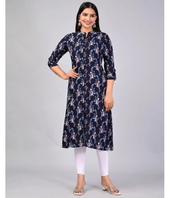 MAUKA Rayon Printed Straight Womens Kurti - Blue ( Pack of 1 ) - None