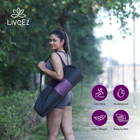 LiveEZ Anti-Skid Lightweight with perfect grip TPE Yoga Mat for Men and Women with Carry Bag (6mm, Pink & Wine color)