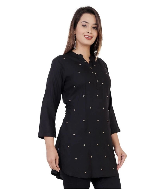 HIGHLIGHT FASHION EXPORT - Black Rayon Womens Straight Kurti ( Pack of 1 ) - XXL