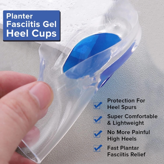 Dr Foot Silicone Gel Heel Cups for Plantar Fasciitis, Achilles Pain, Heel Spurs. Size L, Pack of 2.-Dr Foot Silicone Gel Heel Cups for Plantar Fasciitis, Achilles Pain, Heel Spurs | Orthotic Inse