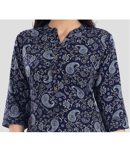 Meher Impex Crepe Printed A-line Womens Kurti - Blue ( Pack of 1 ) - None