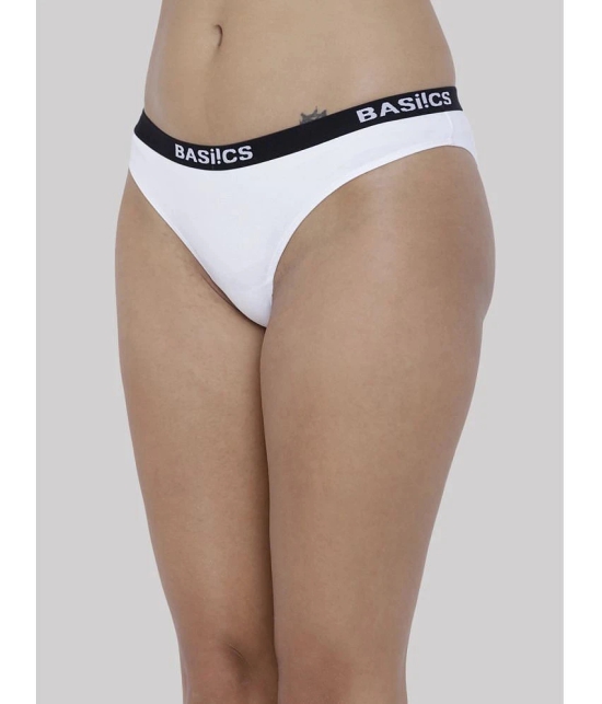 BASIICS By La Intimo Pack of 2 Cotton Lycra Solid Womens Bikini ( White ) BCPBR080B - None