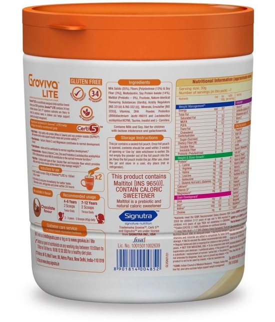 Groviva Growth & Development Vanilla Lite Nutrition Drink 200 g