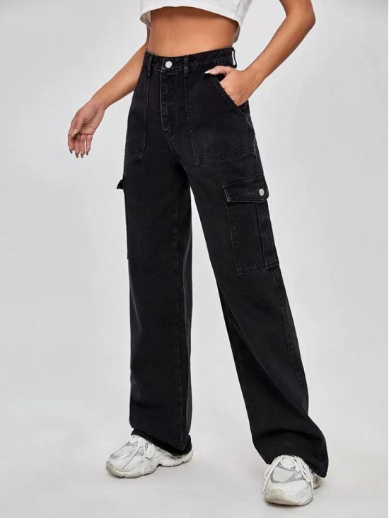 Women Flap Pocket Cargo Jeans-32