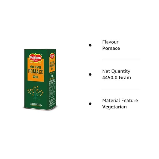 Del Monte Pomace Olive Oil, Ideal for Everyday Indian Cooking & Deep Frying, 5L TIN