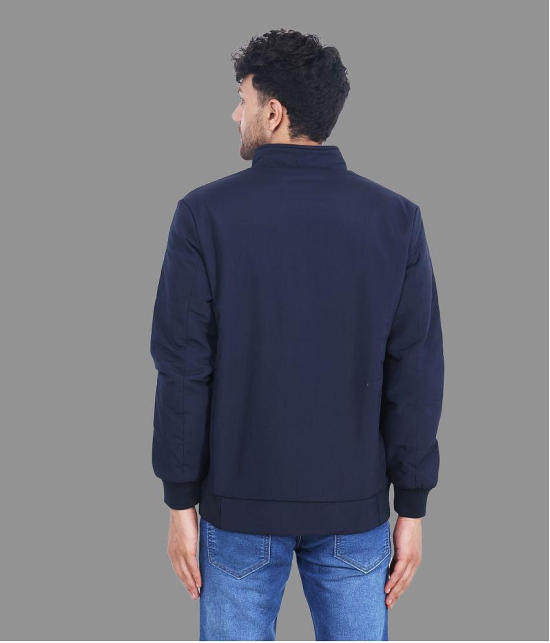 Dollar - Navy Blue PU Leather Regular Fit Men''s Windcheater Jacket ( Pack of 1 ) - None