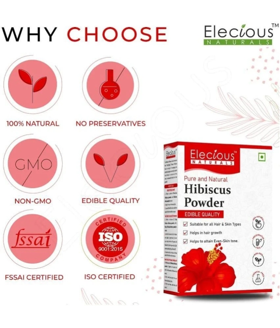 Elecious Hibiscus powder for hair growth, face and skin (200 Grams) | Suitable for Hair, Skin