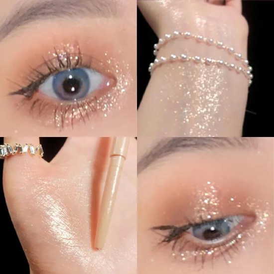 Dual-Ended Brilliance: Silkworm Brightening Highlighting and Eyeshadow Pen for Shiny Underlid Glam-02#Galaxy Aurora