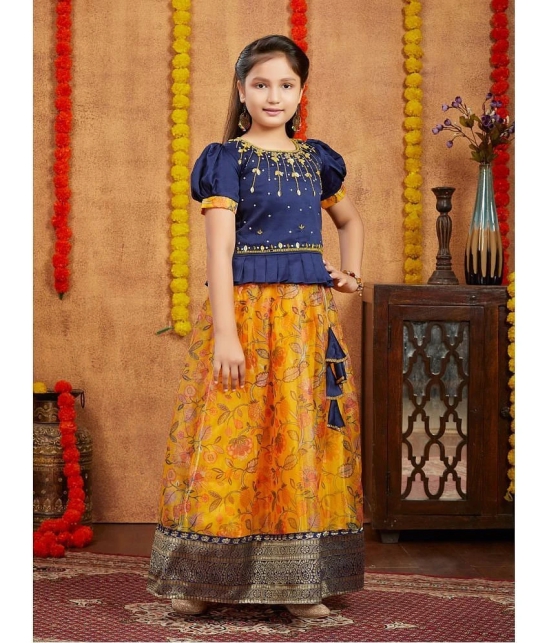 Aarika Navy Blue Silk Girls Lehenga Choli Set ( Pack of 1 ) - None