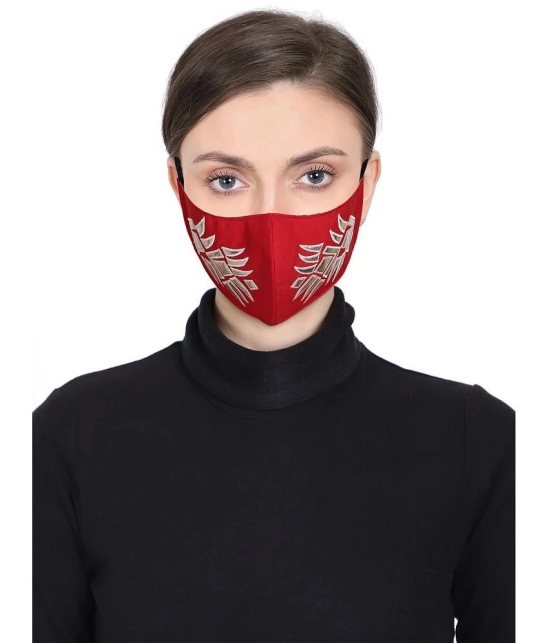 Anekaant - Red Cotton Mask ( Pack of 1 )