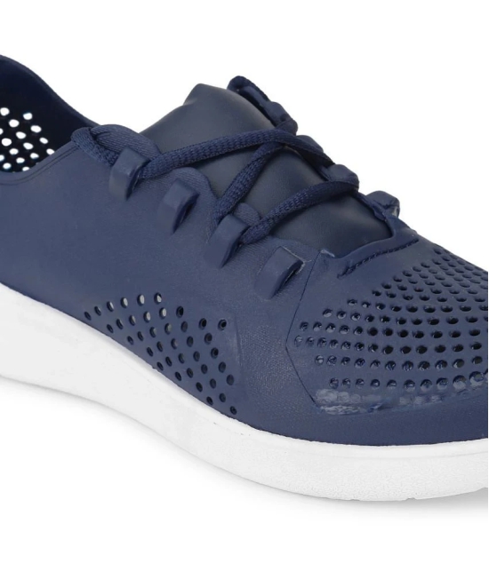 UrbanMark Men Perforated Lace-Up Casual Sneaker Shoes- Navy - None