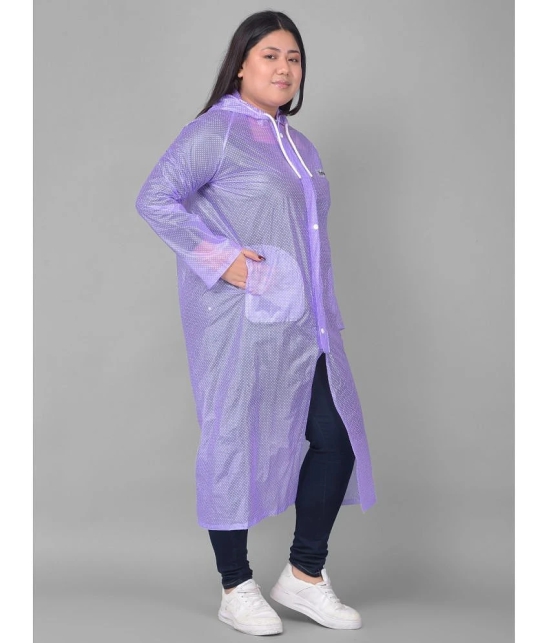 Dollar Polyester Long Raincoat - Purple - None