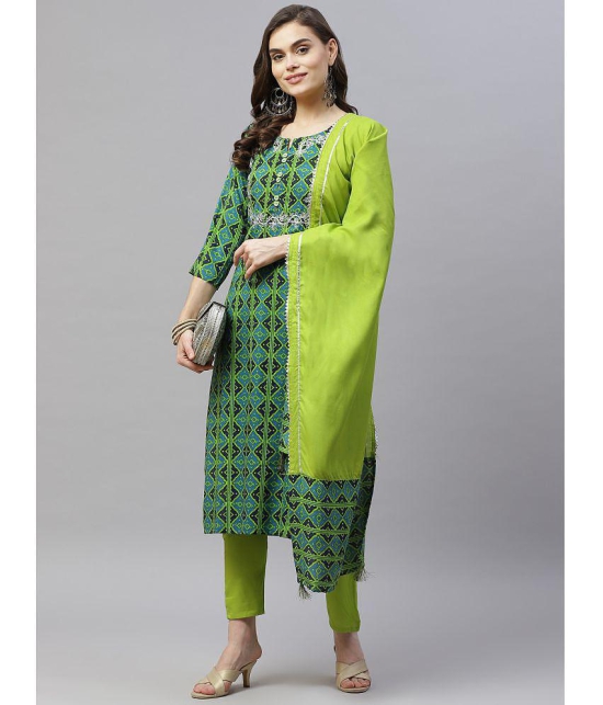 miravan - Green Straight Rayon Women's Stitched Salwar Suit ( Pack of 1 ) - None