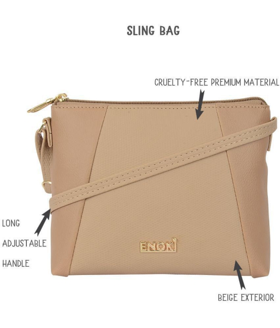 Enoki - Beige Artificial Leather Sling Bag - Beige