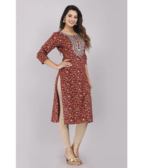 JC4U - Maroon Cotton Womens Straight Kurti ( Pack of 1 ) - None