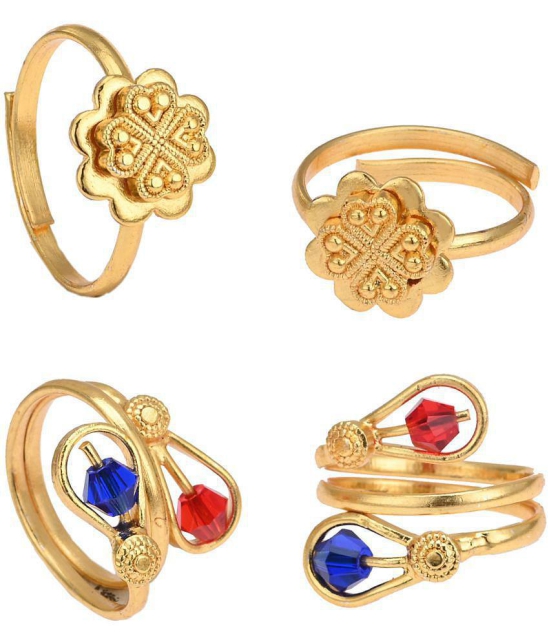 AanyaCentric Gold Plated 2 Pair Toe Rings - Golden