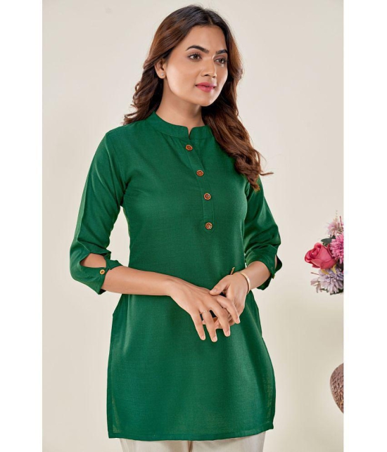 Glomee - Green Cotton Women's Tunic ( Pack of 1 ) - None