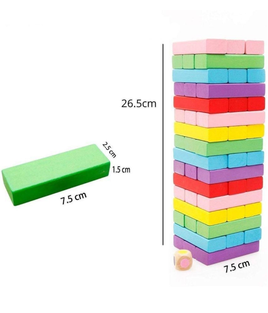 THRIFTKART-51PCS ,Colors Wooden Standard Competition Domino Children Early Educational Toys - Multi Colour