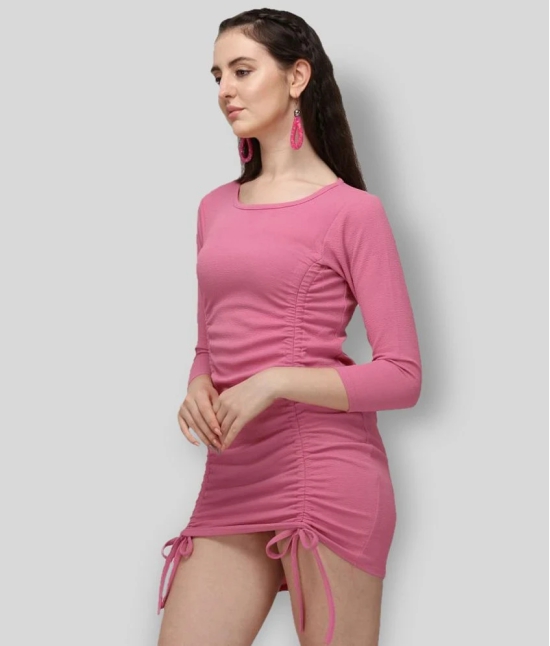 Selvia - Pink Cotton Lycra Womens Bodycon Dress ( Pack of 1 ) - None