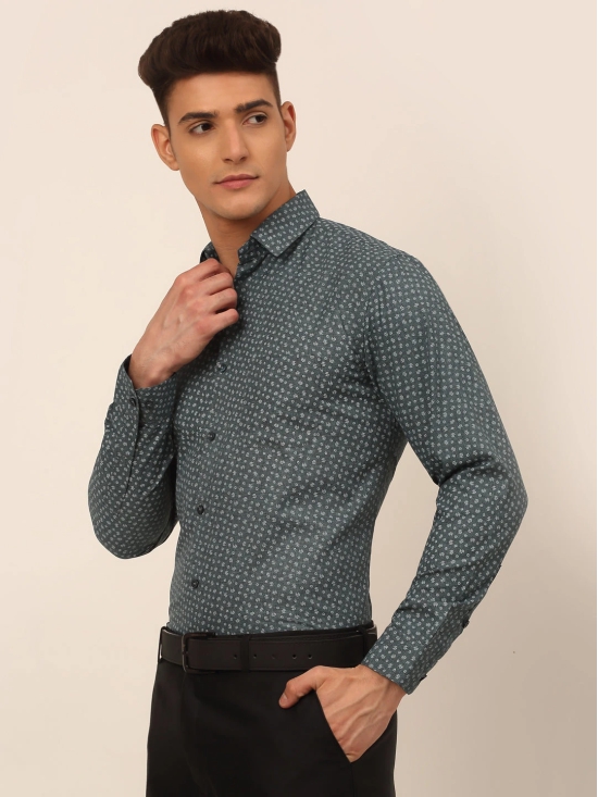 Men Grey Classic Printed Formal Shirt-M / Grey