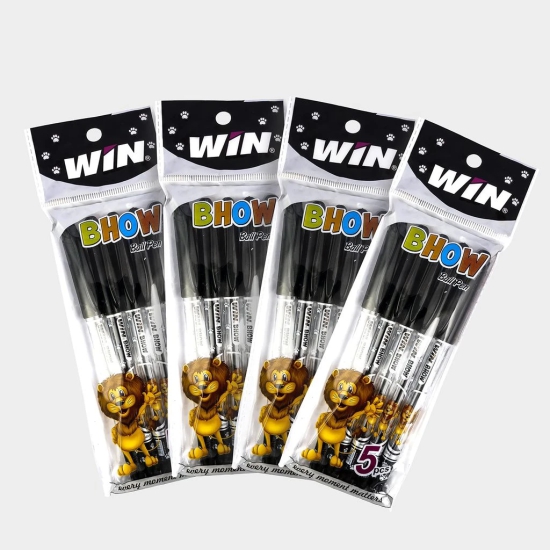 Win Bhow Ball Pens | 30 Pcs, Black Ink | Lion Theme Pens | 0.7mm Tip for Smooth Writing | Lightweight Transparent Body | Ideal for School, College & Business Use | Budget Friendly Stick Ball Pen