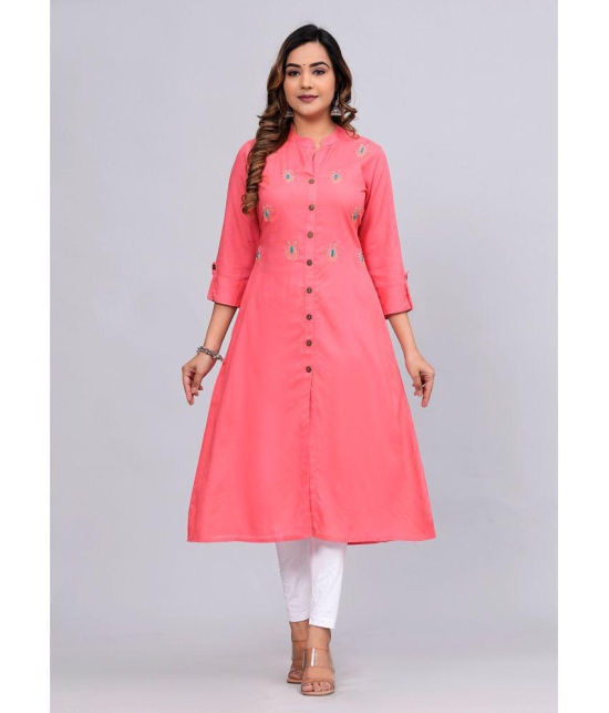 MAUKA Rayon Embroidered Front Slit Women''s Kurti - Pink ( Pack of 1 ) - None