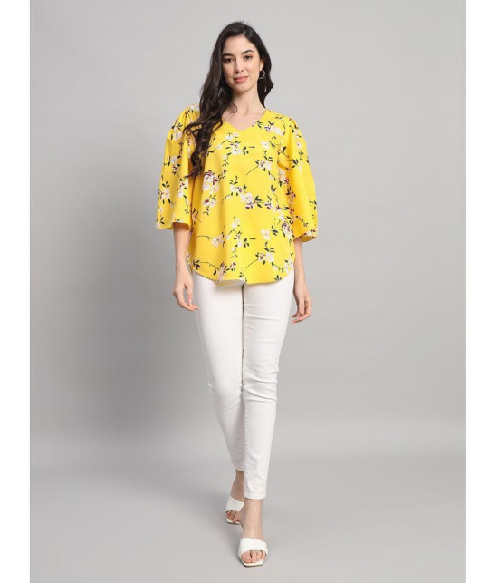 Curvydrobe Yellow Crepe Womens A-Line Top ( Pack of 1 ) - None