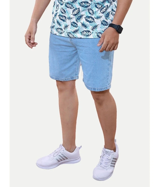 Radprix Light Blue Cotton Mens Denim Shorts ( Pack of 1 ) - None