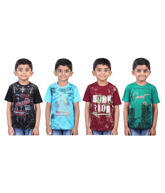 JILZ Boys Printed Cotton T-Shirt (Half Sleeve) - Pack of 4 - None