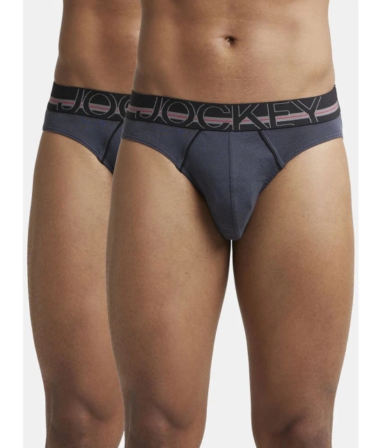 Jockey US17 Men Super Combed Cotton Rib Solid Brief - Graphite (Pack of 2) - None