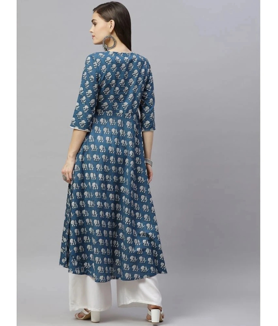 miravan - Blue Cotton Womens Anarkali Kurti ( Pack of 1 ) - None