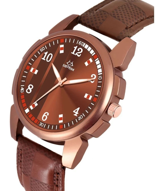 Septem Brown Leather Analog Mens Watch