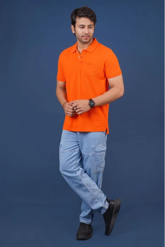 Men's Orange  Pocket Polo T-Shirt